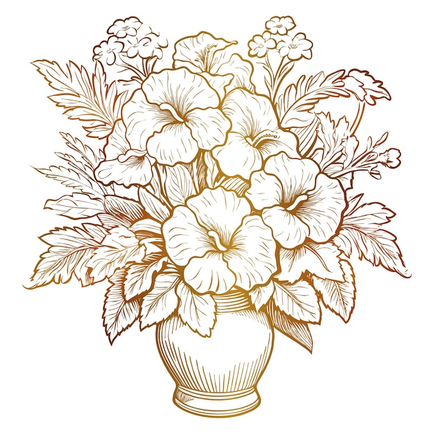 Free vector shiny hand sketch art decor large floral arrangement