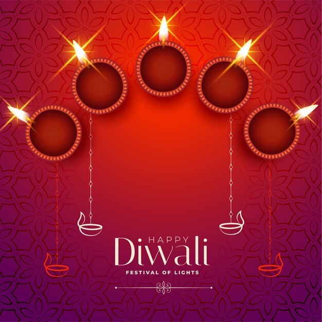 Shiny happy diwali card with text space