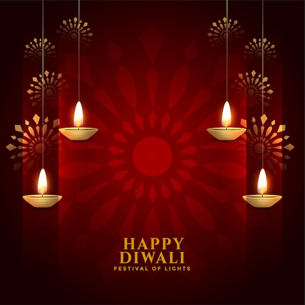 Shiny happy diwali festival wishes card design