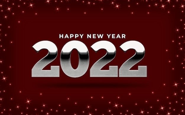 Shiny happy new year 2022 banner with stars