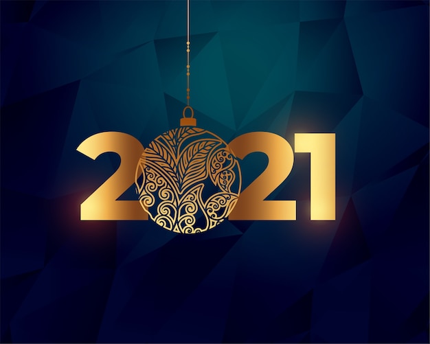 免费矢量闪亮的黄金2021背景设计新年快乐