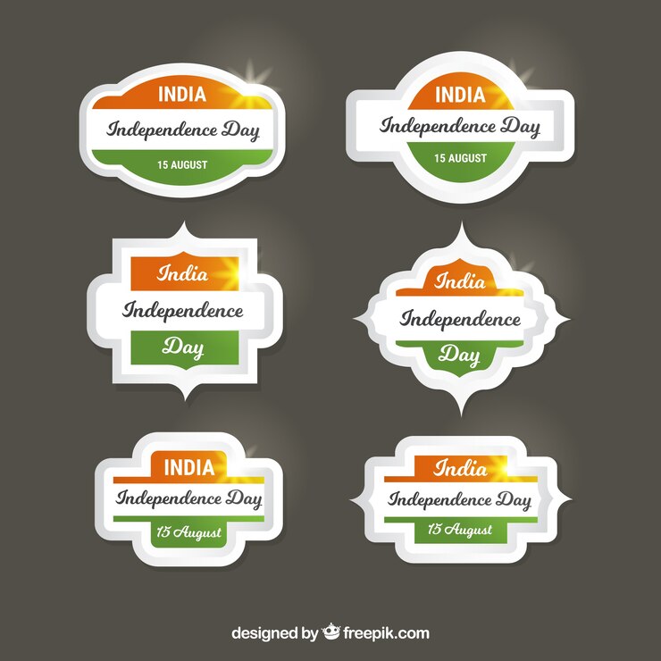 मुफ़्त वेक्टर shiny india independence day labels
