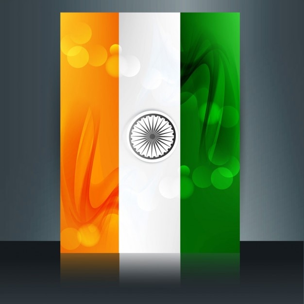 Free Vector | Shiny indian flag brochure