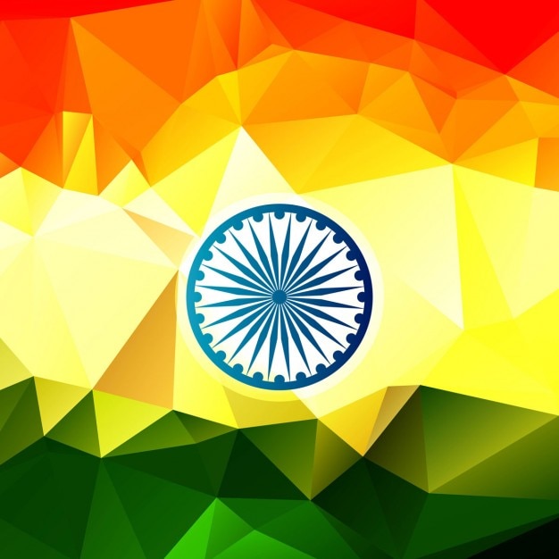 Free vector shiny indian flag in polygonal design