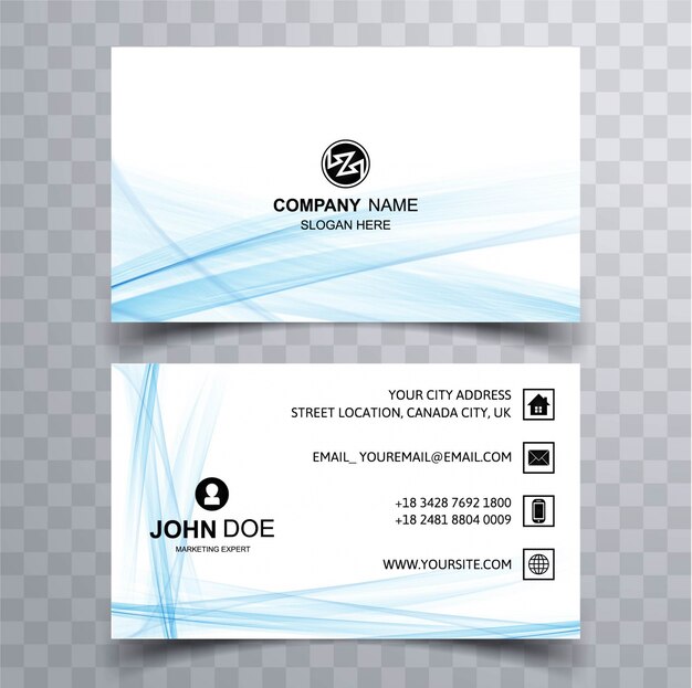 Shiny light blue business card
