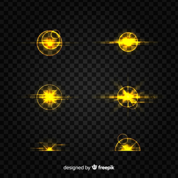 Бесплатное векторное изображение Набор блестящих световых эффектов