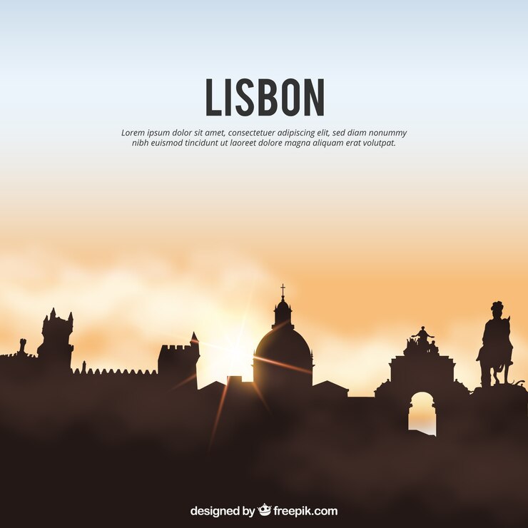 Free Vector shiny lisbon skyline background