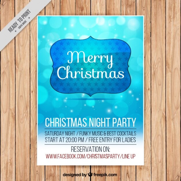 Free vector shiny merry christmas brochure with bokeh effect