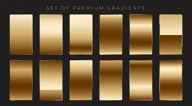 Shiny mettalic golden gradients collection Free Vector