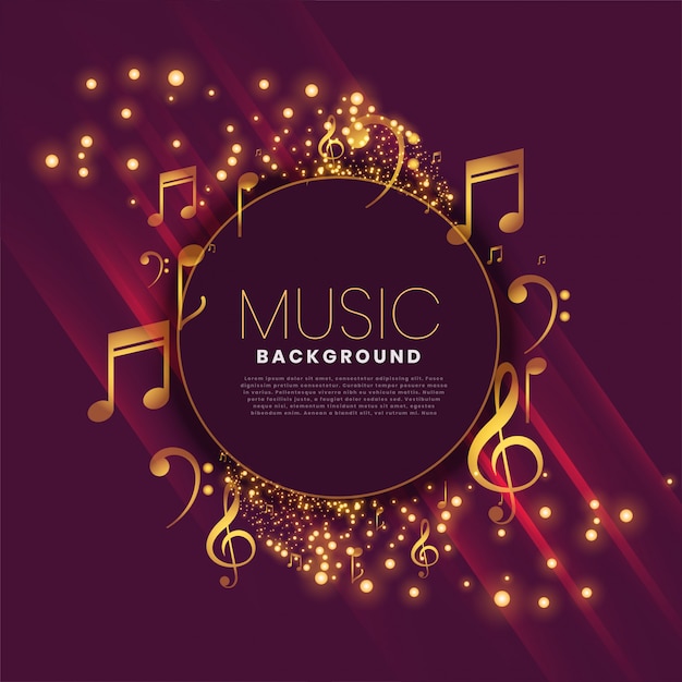 Free vector shiny music background with notes and sparkle