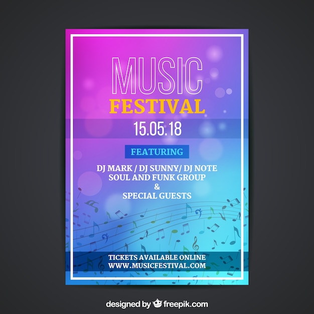 Бесплатное векторное изображение Блестящий плакат для фестиваля музыки