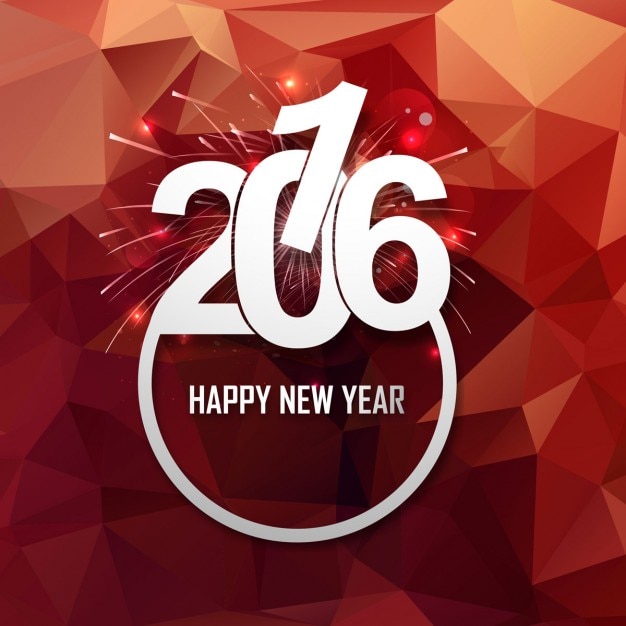 Free vector shiny new year 2016 card with firework