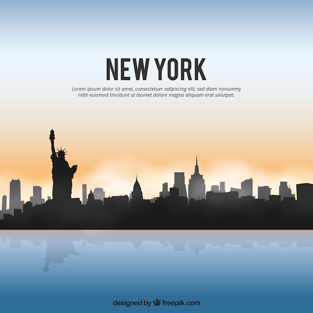 Vettore gratuito skyline di new york lucido