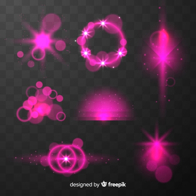 Shiny pink light effects collection