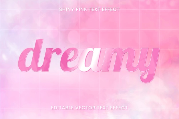 Shiny pink text effect vector editable template