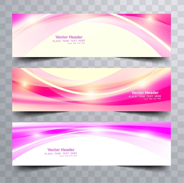 Shiny pink wavy banners