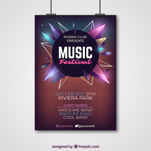 Free vector shiny poster concept for music party