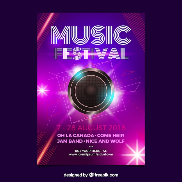 Shiny purple music poster template