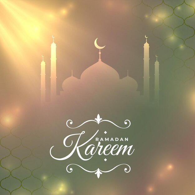 Shiny ramadan kareem mosque eid festival card design