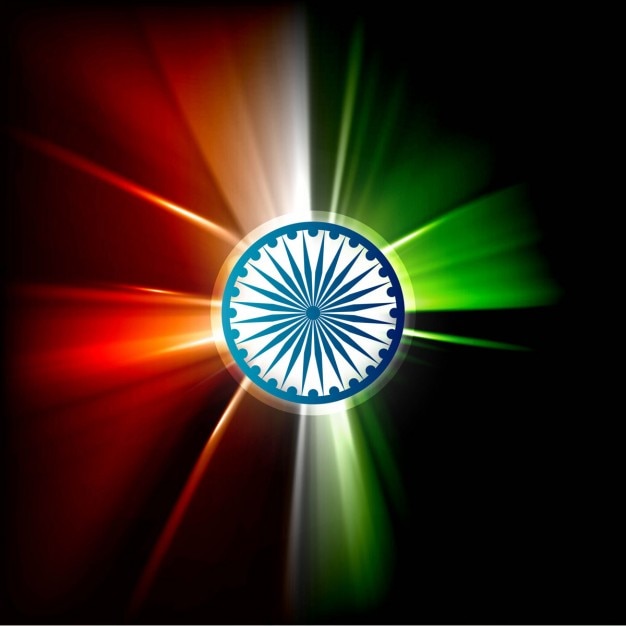 Free vector shiny rays in indian flag tones