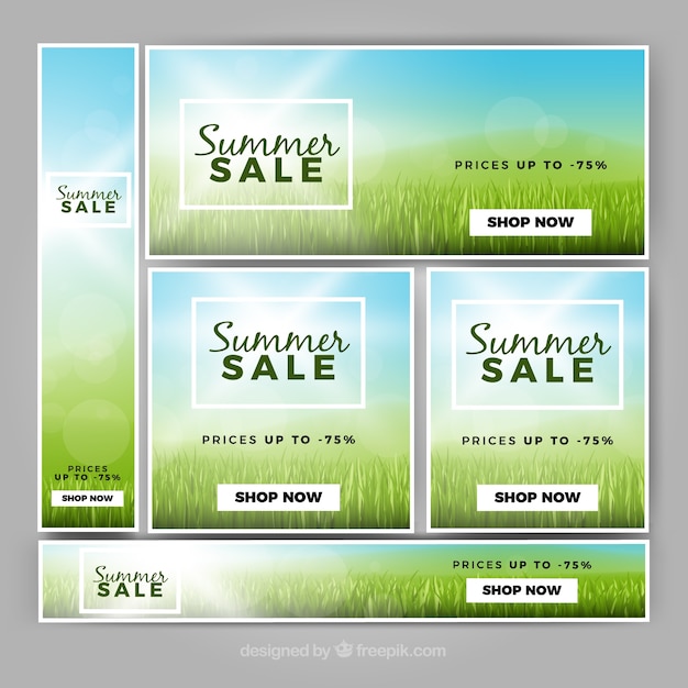 Free vector shiny realistic summer sale banners