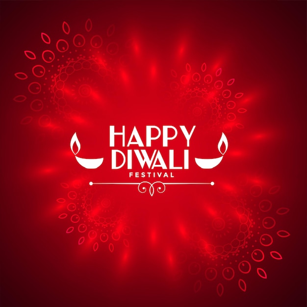 Shiny red happy diwali festival beautiful background