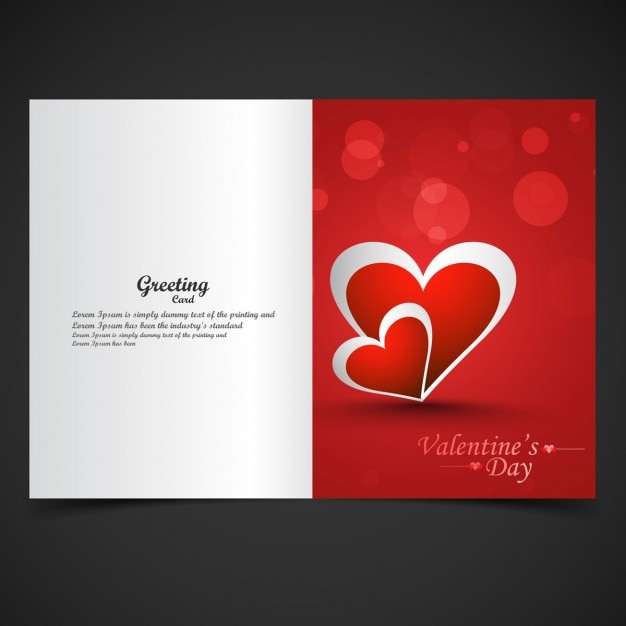 Shiny red love card in bokeh style