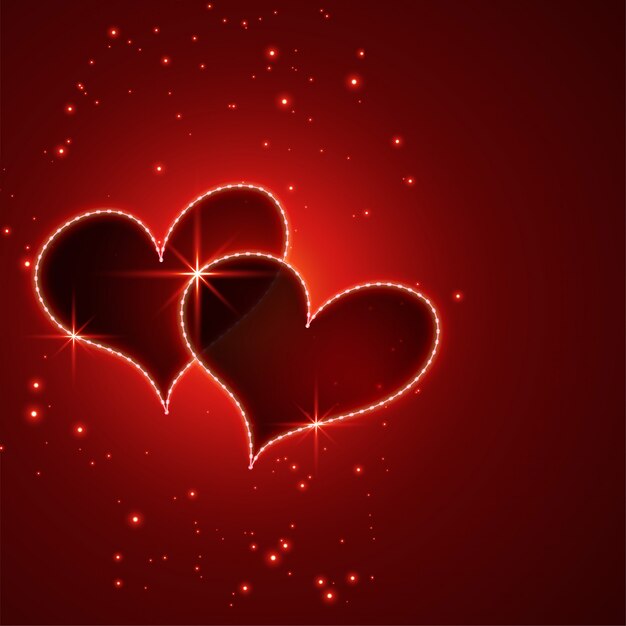 Бесплатное векторное изображение Блестящий красный день святого валентина фон сердца