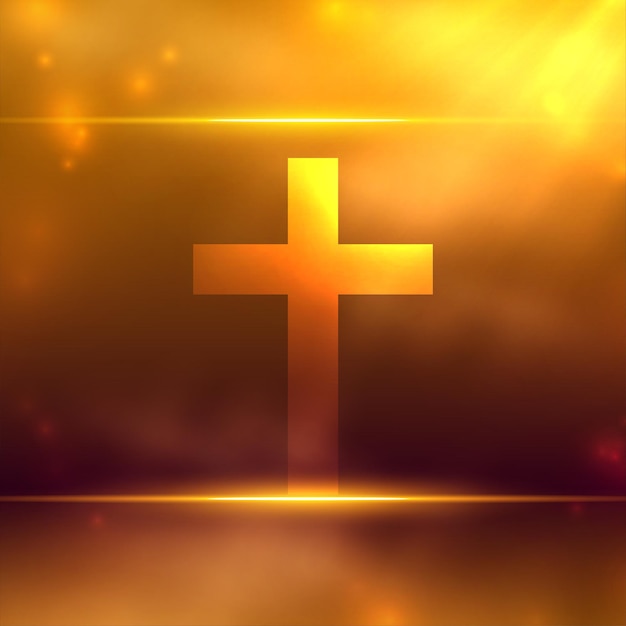 Free vector shiny religious cross symbol background with light effect