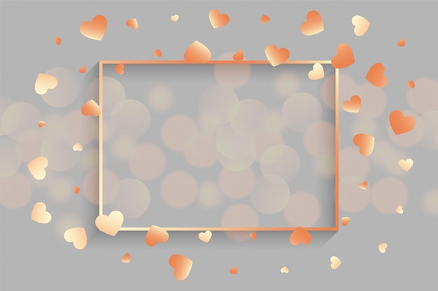 Free vector shiny rose gold hearts with text frame