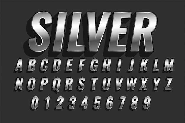 Silver, Letters, Alphabet, Numbers Stock Illustration