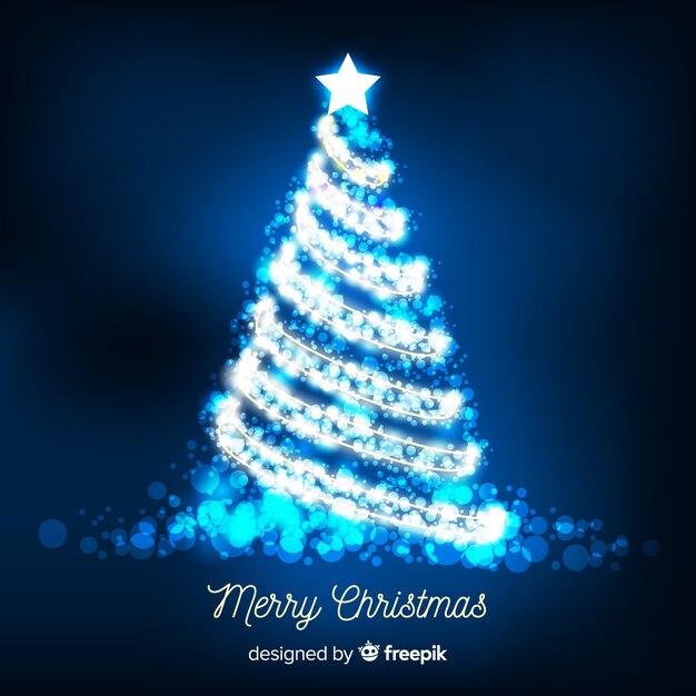 Shiny silver christmas tree background