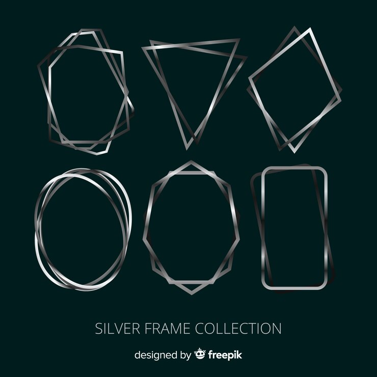 Free Vector shiny silver frame pack