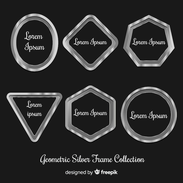 Free vector shiny silver frame pack