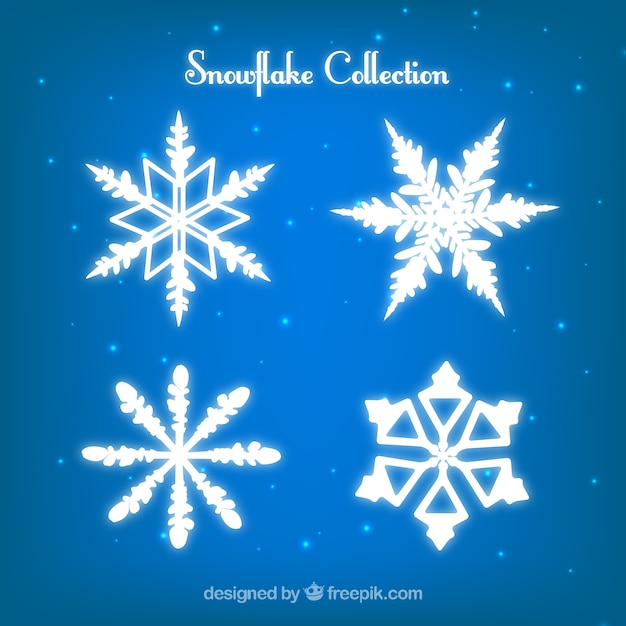 Free vector shiny snowflake collection