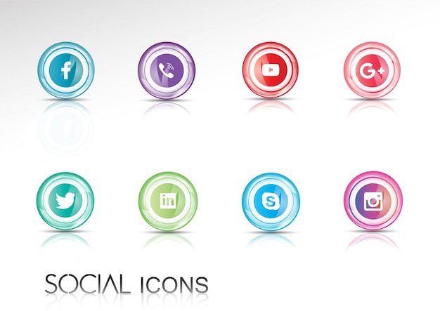 Free vector shiny social media icon collection