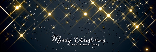 Shiny sparkles merry christmas banner design