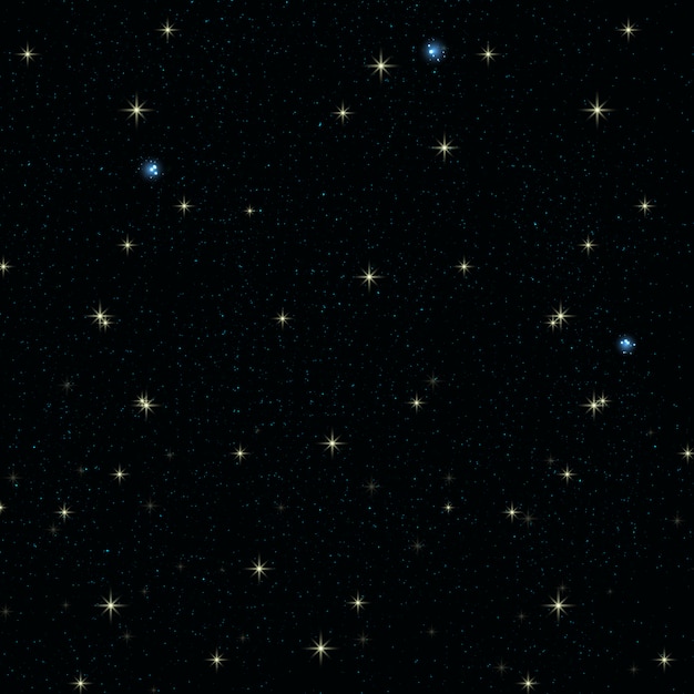 Shiny stars on black background