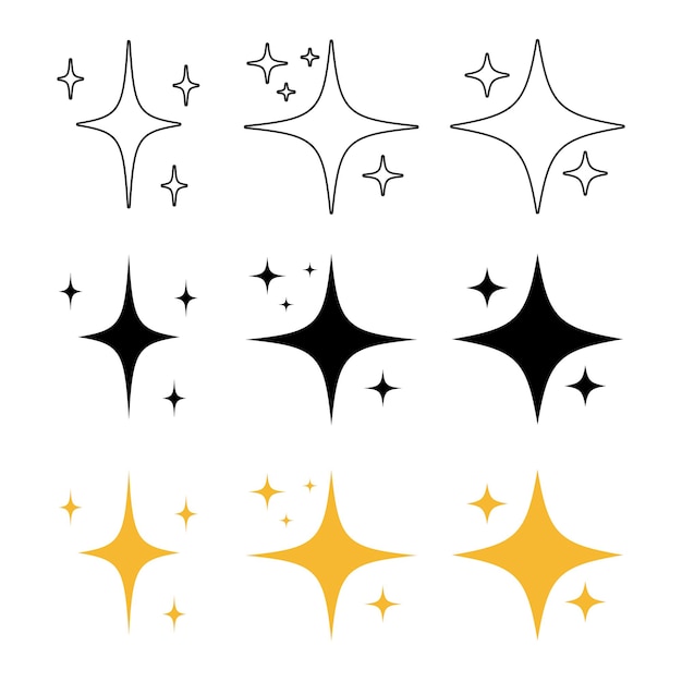 Free vector shiny stars glyph outline flat