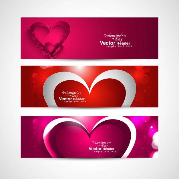 Free vector shiny valentines day headers