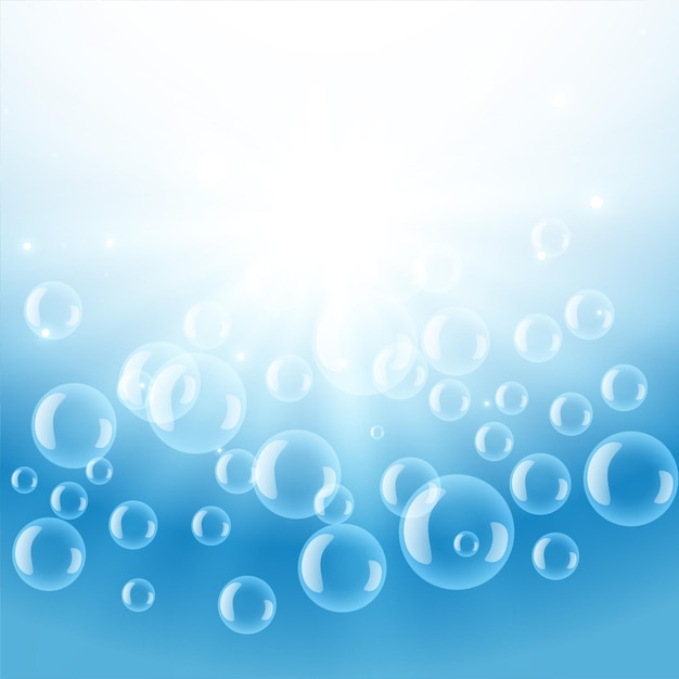 Free vector shiny water bubbles with light flare background