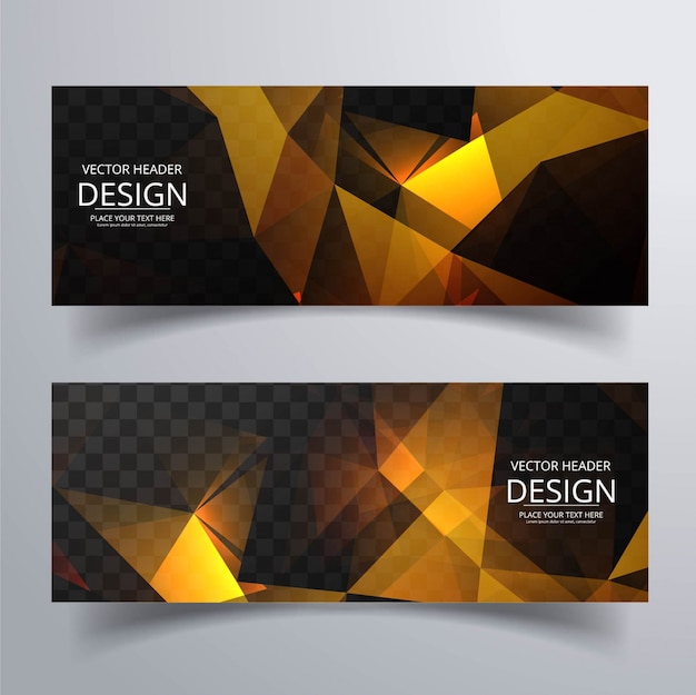 Shiny yellow polygonal banners