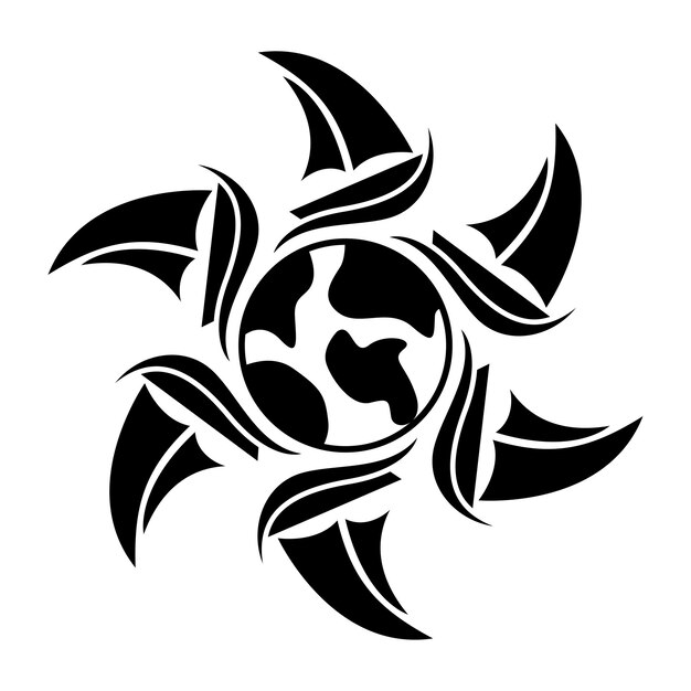 Ship and earth icon logo design