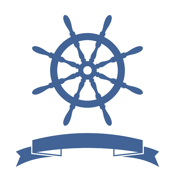 Ship wheel banner isolated on white background. vector\
illustration