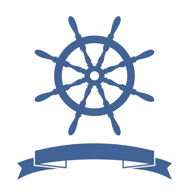 Ship Wheel Banner isolated on white background. Vector Illustration