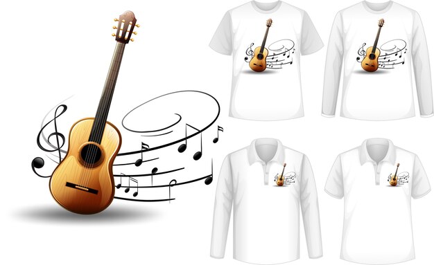 рубашка с гитарой музыкальные инструменты иллюстрации