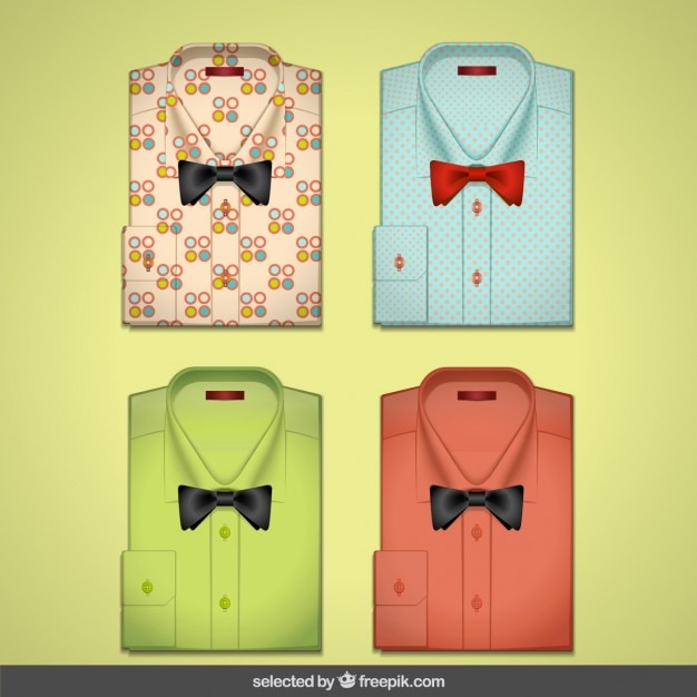 Free vector shirts with bow ties