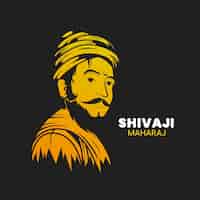 Vettore gratuito illustrazione di shivaji maharaj con figura