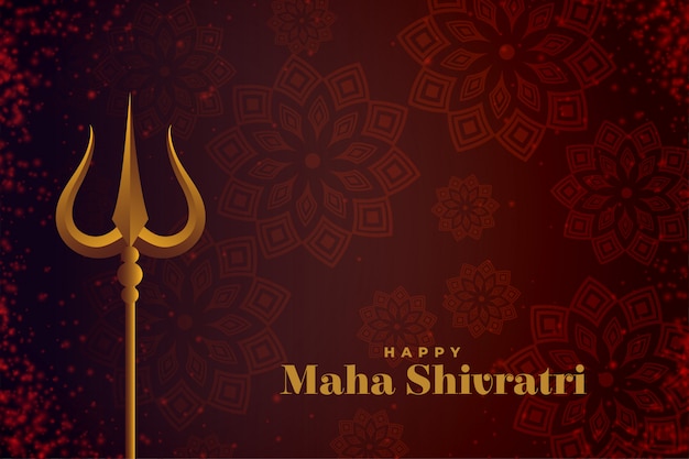 Free vector shivratri festival card with lord shiva trishul background