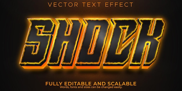 Free vector shock fire text effect, editable electric and energy text style